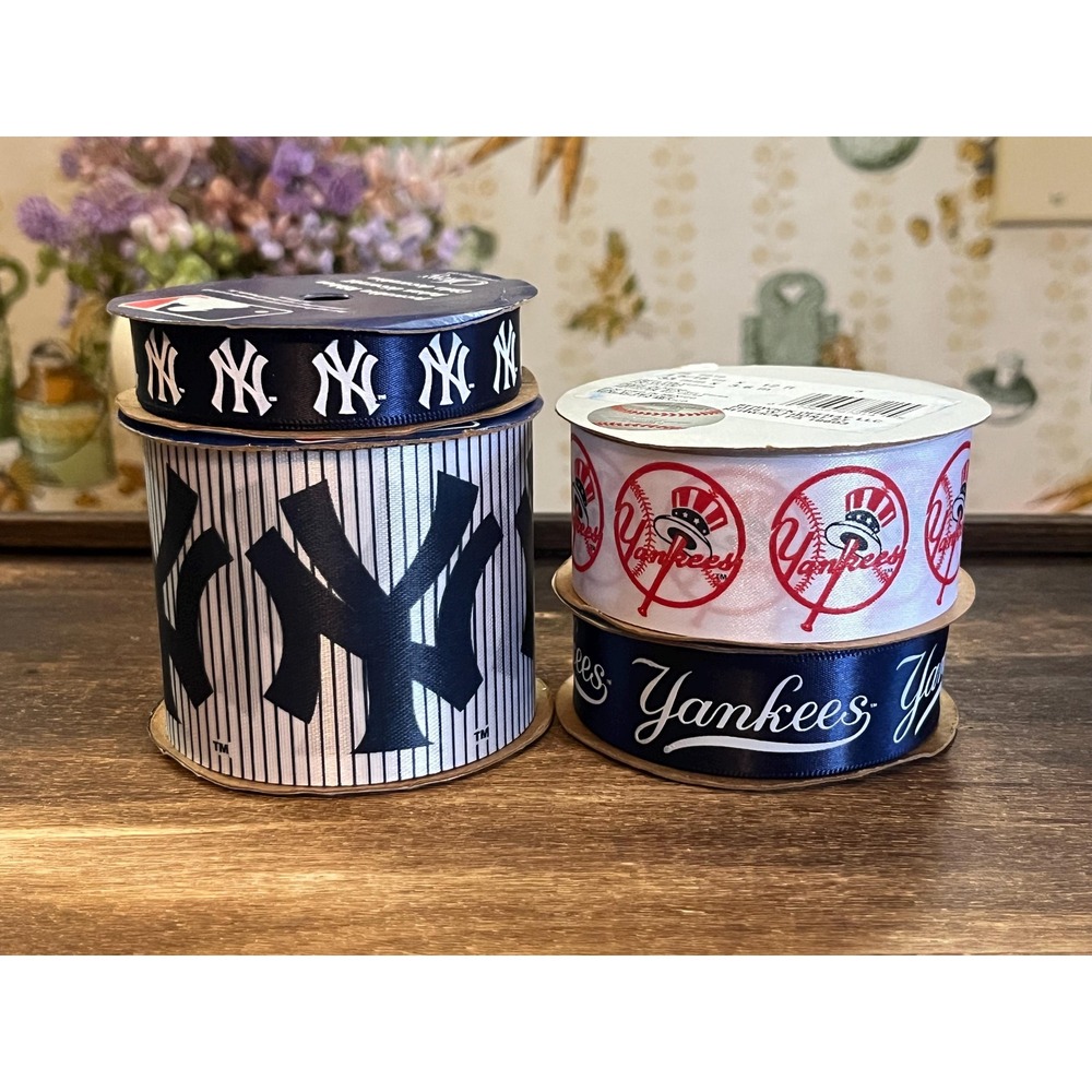 New York Yankees MLB Decorative Ribbon Set – 4 Spools Licensed Offray Ribbon